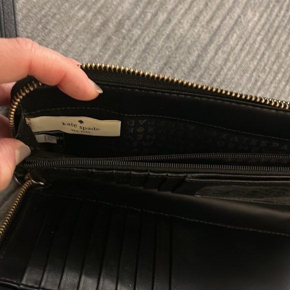 Kate Spade NY Anita Double Zippered Wallet Wristlet Black Leather - Picture 4 of 5